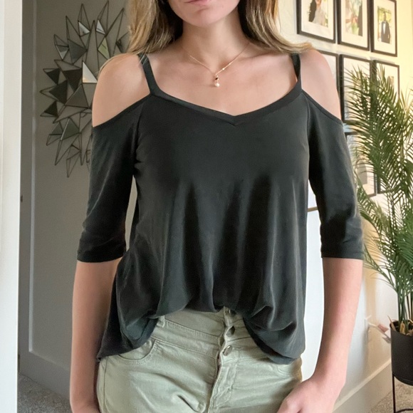 Black Cut Out Shoulder Blouse - Picture 2 of 13